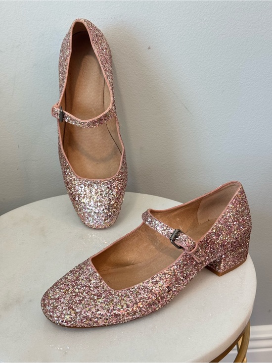 Madewell Shoes - Madewell Pink Glitter Mary Jane Flats Sz 7.5